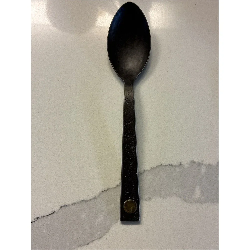 Restoration Hardware Hammered Steel Rivet Flatware Cutlery Set Blackened 5 pc